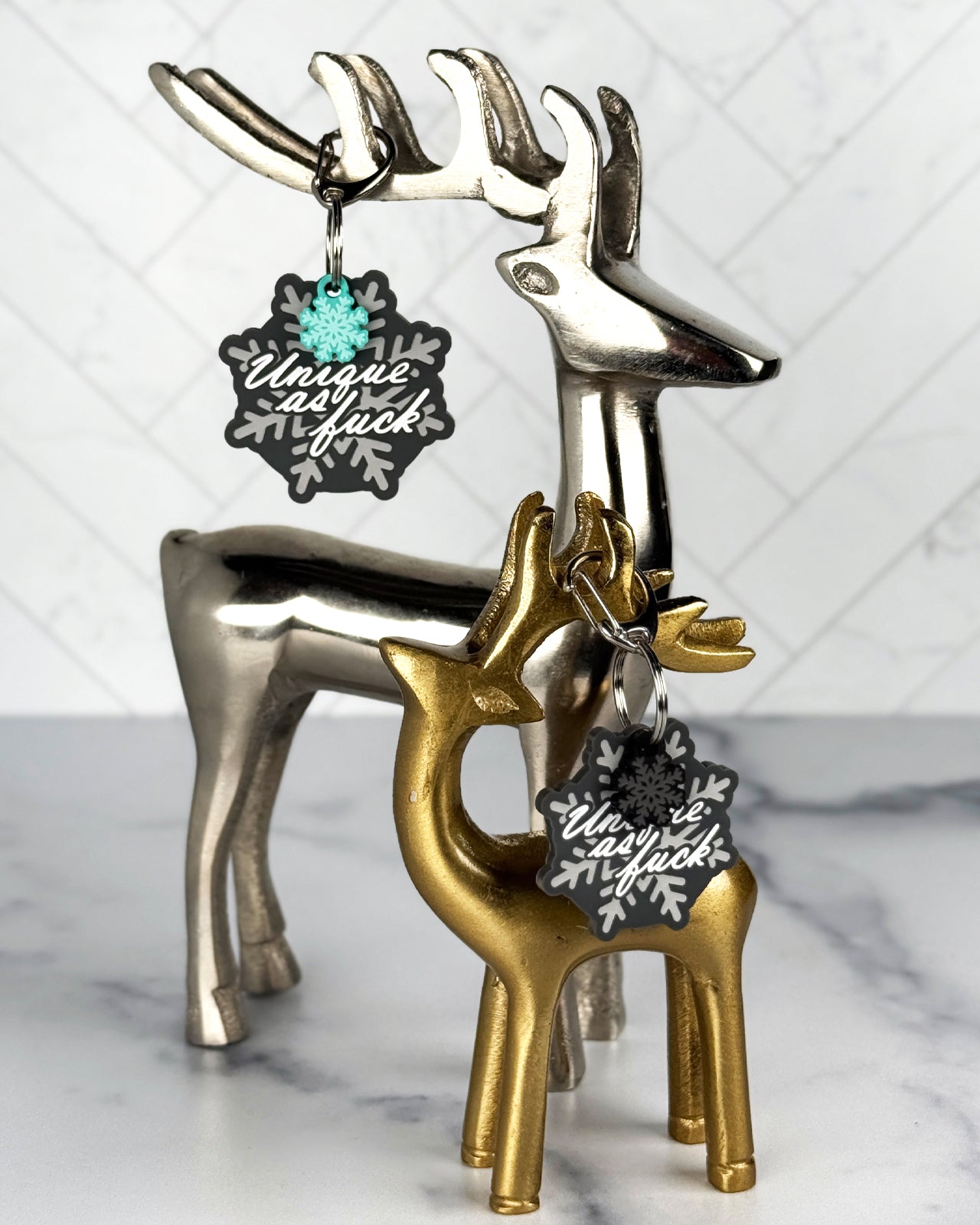 Acrylic Funny Pet Tag w/Flair: Unique as Fuck Snowflake