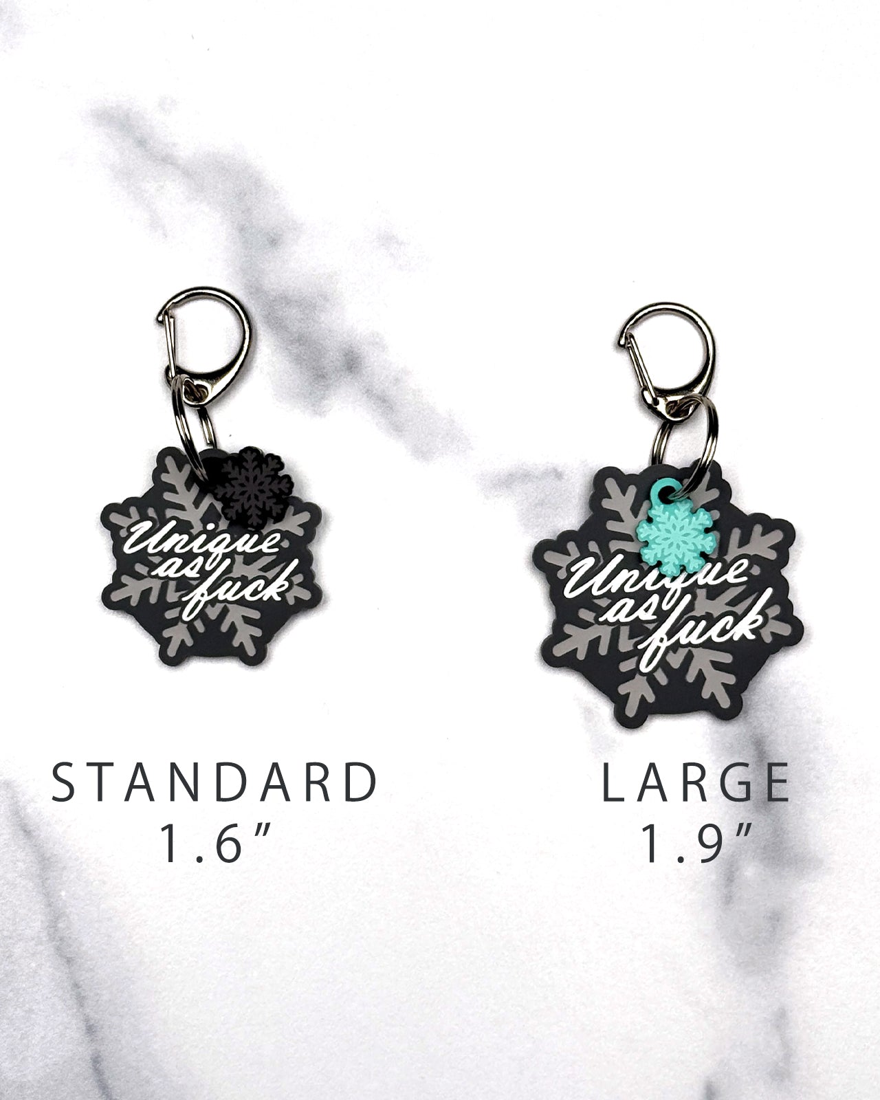 Acrylic Funny Pet Tag w/Flair: Unique as Fuck Snowflake