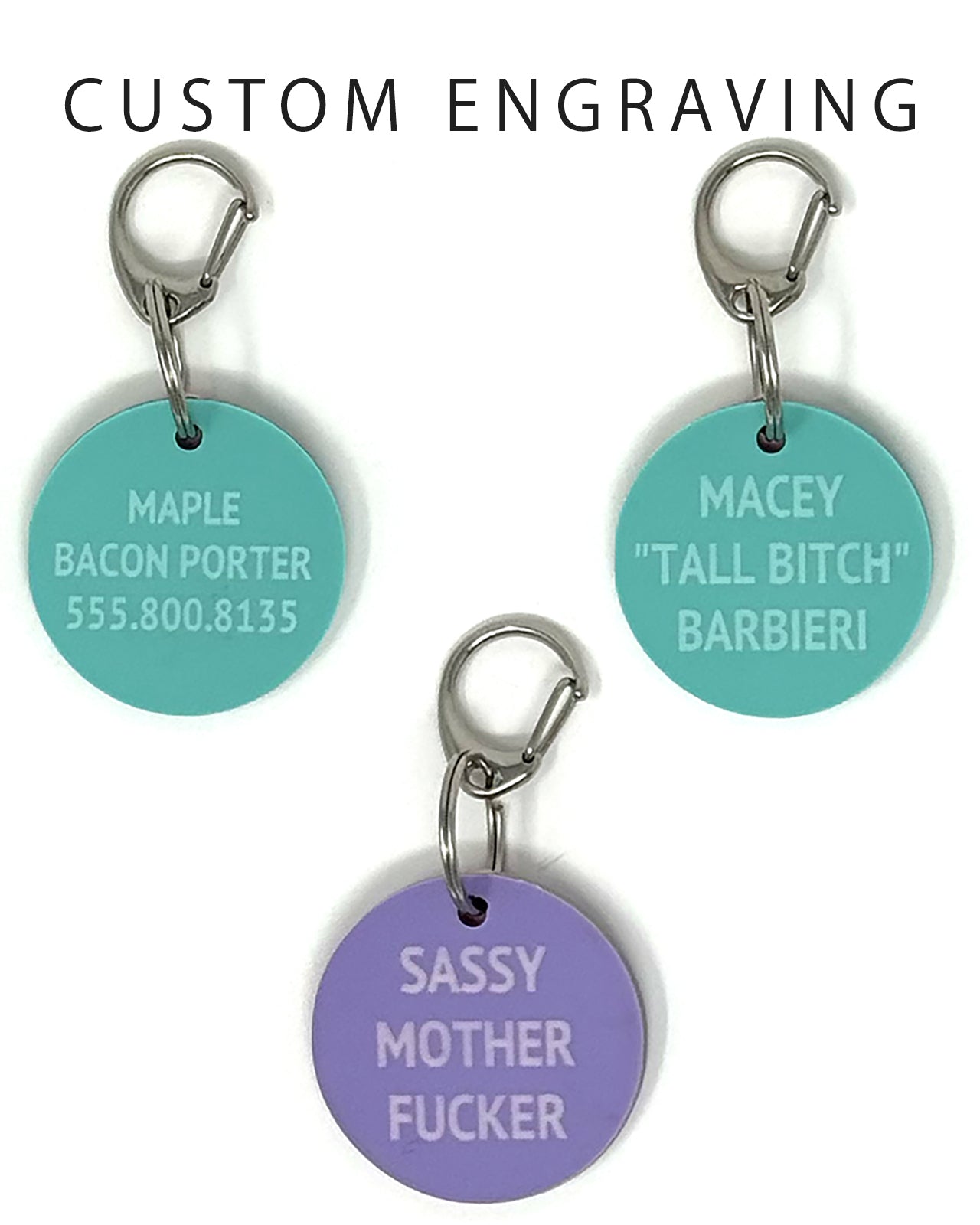 Acrylic Funny Pet Tag w/Flair