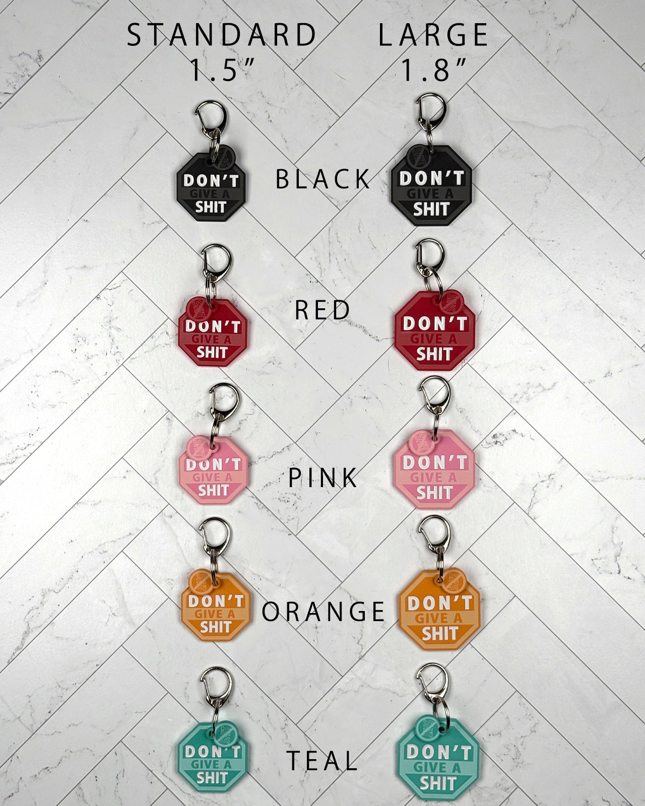 Acrylic Funny Pet Tag w/Flair: Don't Give a Shit