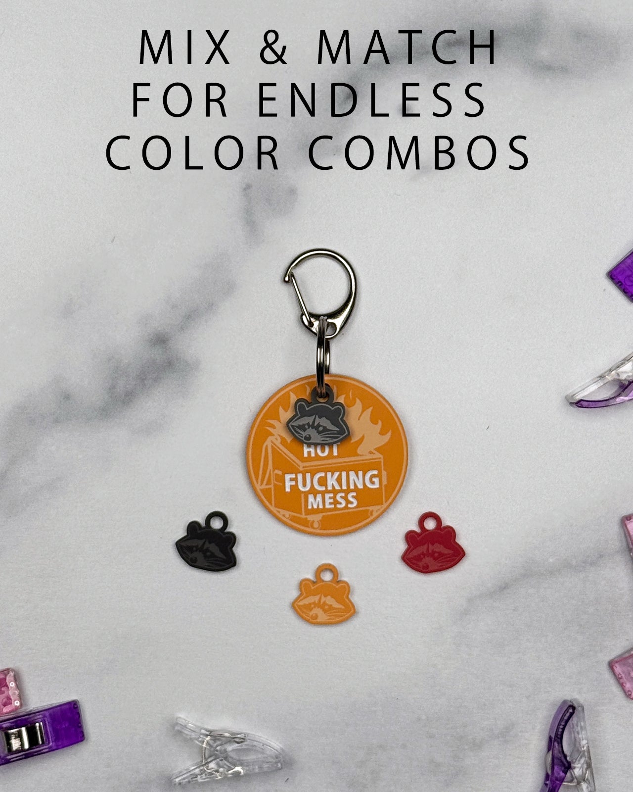 Acrylic Funny Pet Tag w/Flair: Hot Fucking Mess