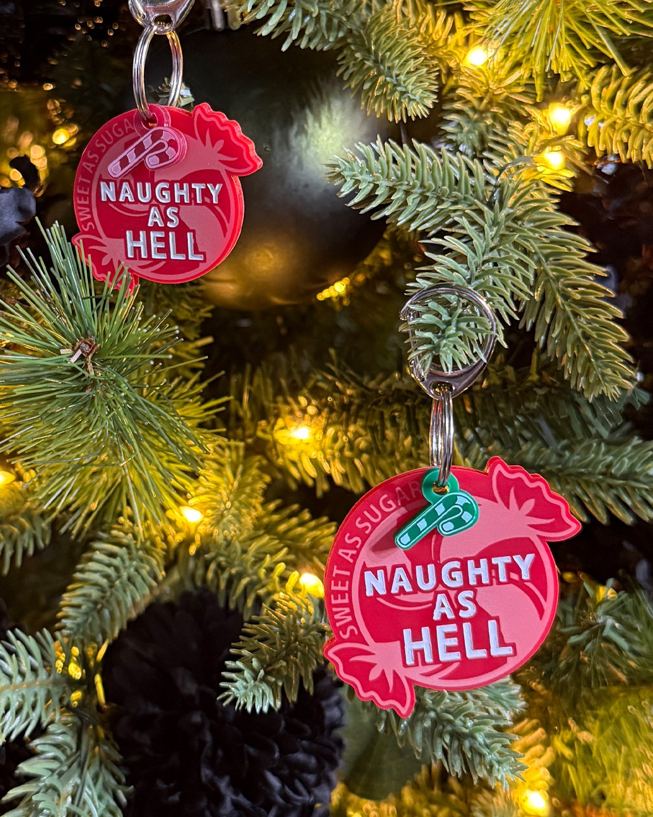 Acrylic Funny Pet Tag w/Flair: Sweet as Sugar, Naughty as Hell
